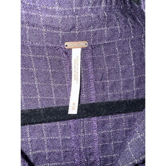 Free People Ray of Light Button Down Waffle Knit Shirt Dress Purple Sz Medium - Picture 7 of 7